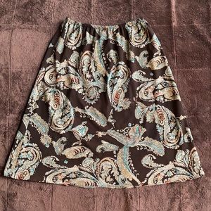 Paisley Brown A-Line Skirt w/Gold Specs